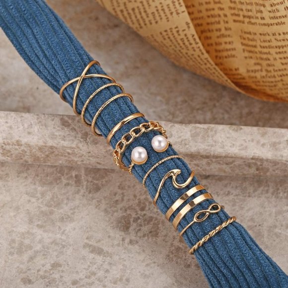 Stackable Rings Set for Women, Bohemian Gold - Picture 2 of 6